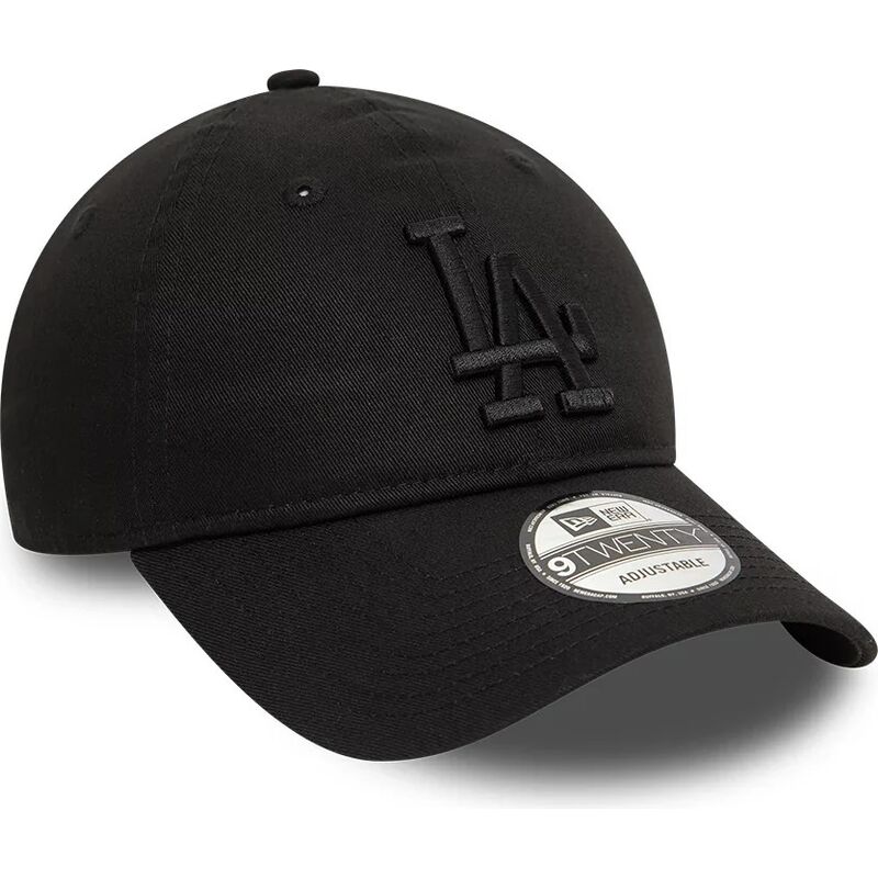 schwarze-verstellbare-curved-cap-mit-schwarzem-logo-9twenty-league-essential-der-los-angeles-dodgers-mlb-von-new-era