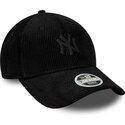 casquette-courbee-noire-ajustable-pour-femme-avec-logo-noir-9forty-cord-new-york-yankees-mlb-new-era