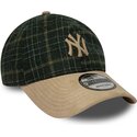 mutzen-gebogen-grun-verstellbares-band-9twenty-mix-check-der-new-york-yankees-mlb-von-new-era