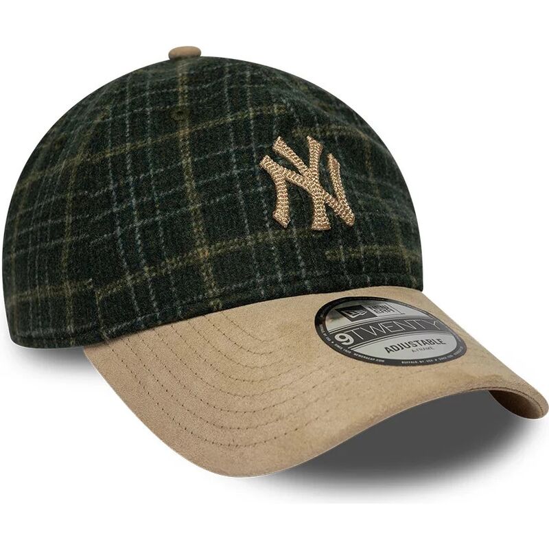 mutzen-gebogen-grun-verstellbares-band-9twenty-mix-check-der-new-york-yankees-mlb-von-new-era