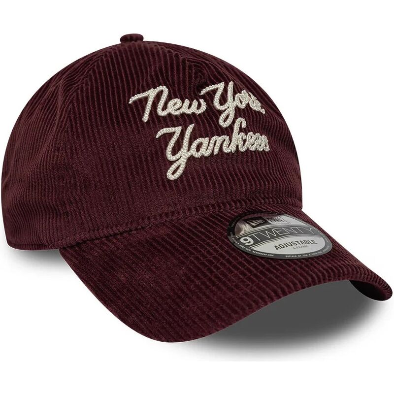 casquette-courbee-grenat-ajustable-9twenty-a-frame-cord-script-new-york-yankees-mlb-new-era