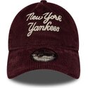 casquette-courbee-grenat-ajustable-9twenty-a-frame-cord-script-new-york-yankees-mlb-new-era