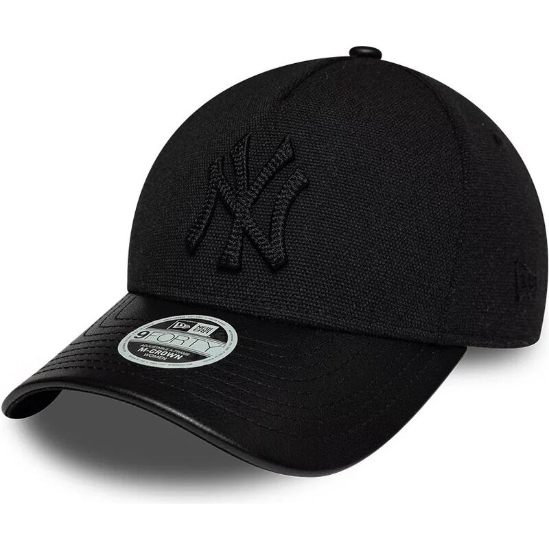 casquette-courbee-noire-ajustable-pour-femme-avec-logo-noir-9forty-m-crown-a-frame-fabric-mix-new-york-yankees-mlb-new-era