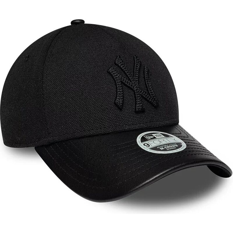 casquette-courbee-noire-ajustable-pour-femme-avec-logo-noir-9forty-m-crown-a-frame-fabric-mix-new-york-yankees-mlb-new-era