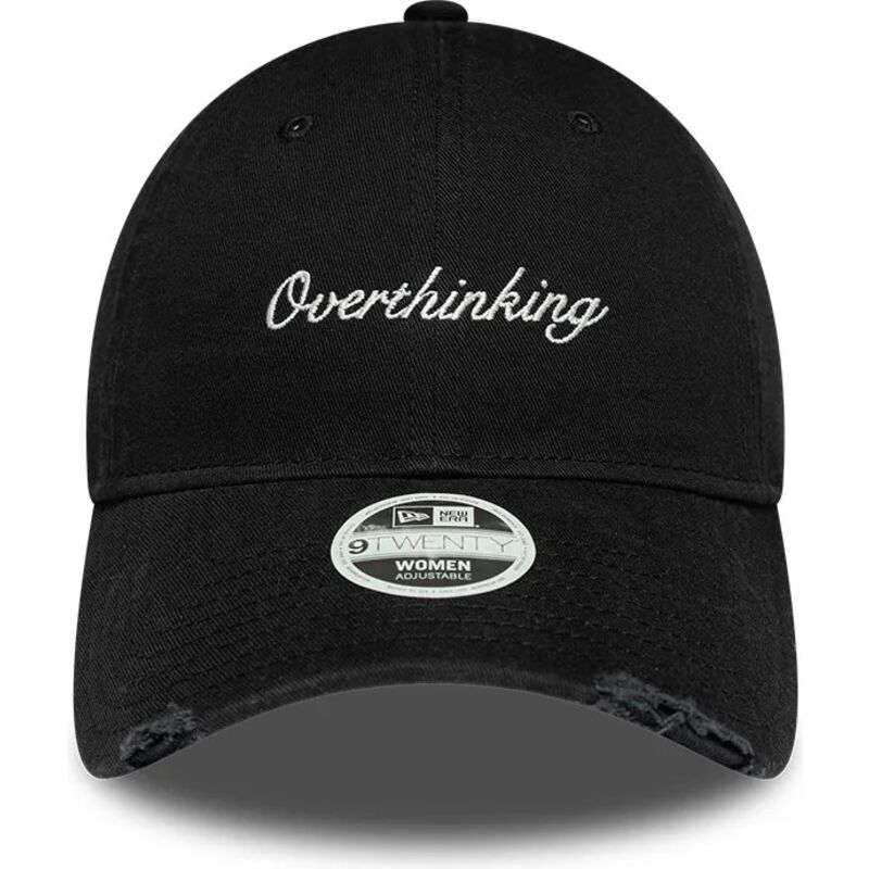 casquette-courbee-noire-ajustable-pour-femme-9twenty-slogan-overthinking-new-era