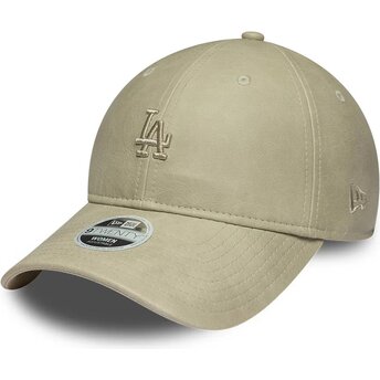 Casquette courbée beige ajustable pour femme avec logo beige 9TWENTY Washed PU Los Angeles Dodgers MLB New Era