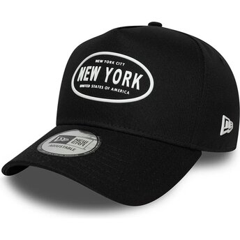 Casquette courbée noire snapback E Frame Rubber Logo New York New Era