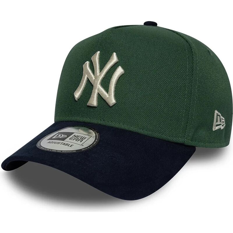 casquette-courbee-verte-et-bleue-marine-snapback-e-frame-suede-visor-new-york-yankees-mlb-new-era