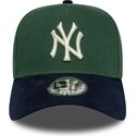 casquette-courbee-verte-et-bleue-marine-snapback-e-frame-suede-visor-new-york-yankees-mlb-new-era