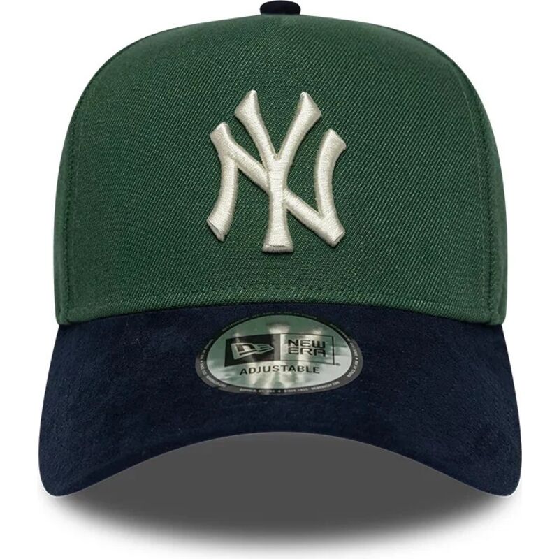 casquette-courbee-verte-et-bleue-marine-snapback-e-frame-suede-visor-new-york-yankees-mlb-new-era