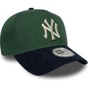 casquette-courbee-verte-et-bleue-marine-snapback-e-frame-suede-visor-new-york-yankees-mlb-new-era