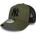 casquette-trucker-verte-et-noire-avec-logo-noir-a-frame-league-essential-new-york-yankees-mlb-new-era