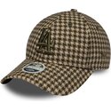casquette-courbee-verte-et-marron-ajustable-pour-femme-9forty-m-crown-houndstooth-los-angeles-dodgers-mlb-new-era