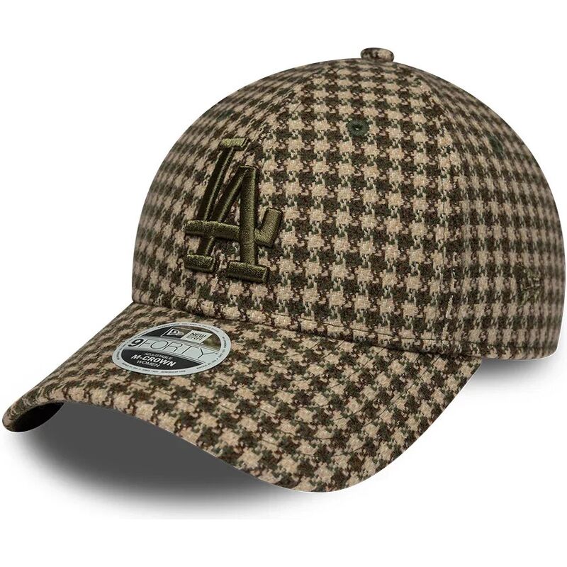 casquette-courbee-verte-et-marron-ajustable-pour-femme-9forty-m-crown-houndstooth-los-angeles-dodgers-mlb-new-era