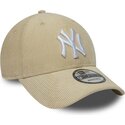 casquette-courbee-beige-snapback-9forty-entry-cord-new-york-yankees-mlb-new-era