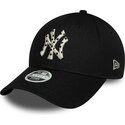 casquette-courbee-noire-ajustable-pour-femme-avec-logo-beige-9forty-infill-new-york-yankees-mlb-new-era
