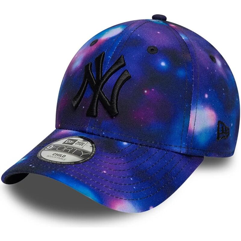casquette-courbee-multicolore-snapback-pour-enfant-avec-logo-noir-9forty-all-over-print-space-new-york-yankees-mlb-new-era