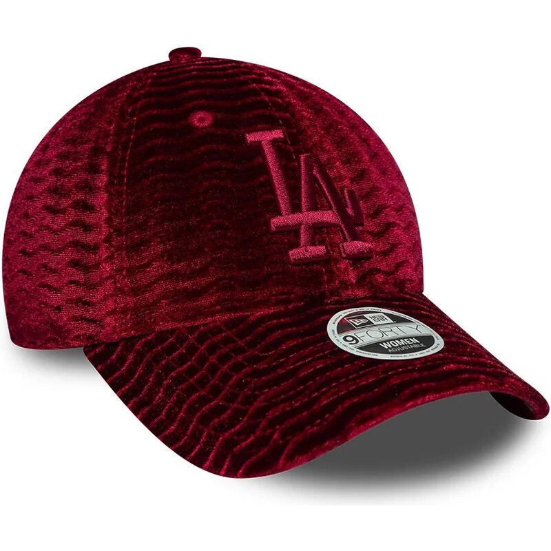 mutzen-gebogen-rot-verstellbares-band-9forty-velour-der-los-angeles-dodgers-mlb-von-new-era