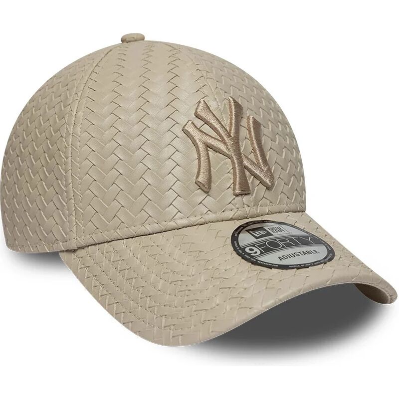 casquette-courbee-beige-ajustable-avec-logo-beige-9forty-pu-weave-new-york-yankees-mlb-new-era