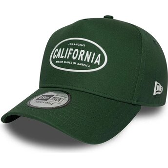 Casquette courbée verte snapback E Frame Rubber Logo California Los Angeles New Era