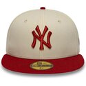 mutzen-flach-beige-angepasst-59fifty-league-essential-der-new-york-yankees-mlb-von-new-era