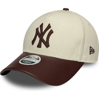 Casquette courbée beige et marron ajustable pour femme 9FORTY M-Crown Fabric Mix New York Yankees MLB New Era