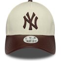 casquette-courbee-beige-et-marron-ajustable-pour-femme-9forty-m-crown-fabric-mix-new-york-yankees-mlb-new-era
