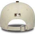 casquette-courbee-beige-et-marron-ajustable-pour-femme-9forty-m-crown-fabric-mix-new-york-yankees-mlb-new-era