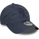 casquette-courbee-bleue-ajustable-avec-logo-bleu-9twenty-washed-midi-logo-new-york-yankees-mlb-new-era