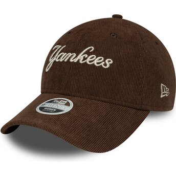 Mützen gebogen braun verstellbares band 9TWENTY Cord Script der New York Yankees MLB von New Era