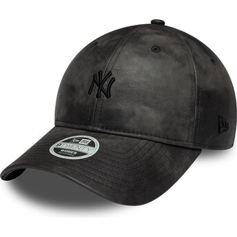 Mützen gebogen schwarz verstellbares band 9TWENTY Washed PU der New York Yankees MLB von New Era