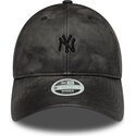 casquette-courbee-noire-ajustable-pour-femme-avec-logo-noir-9twenty-washed-pu-new-york-yankees-mlb-new-era