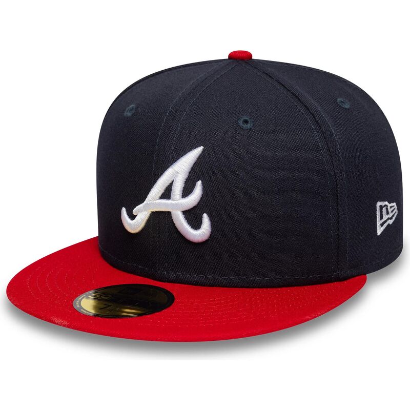 marineblaue-und-rote-anliegende-flat-cap-59fifty-ac-perf-der-atlanta-braves-mlb-von-new-era
