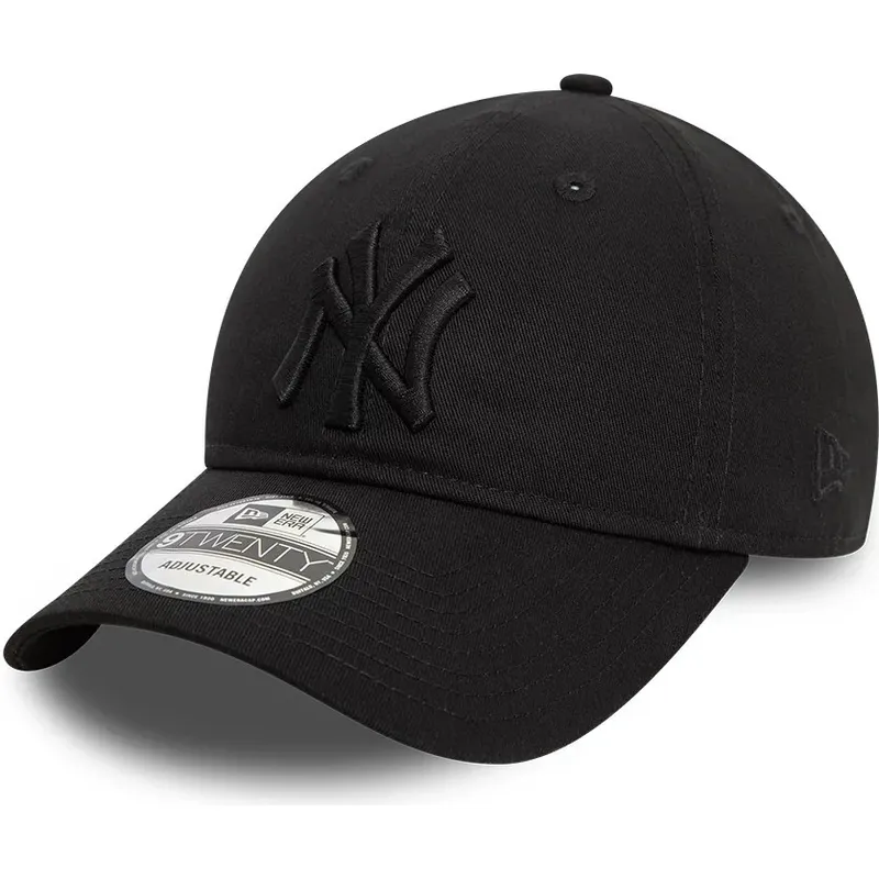 schwarze-verstellbare-curved-cap-mit-schwarzem-logo-9twenty-league-essential-der-new-york-yankees-mlb-von-new-era schwarze-verstellbare-curved-cap-mit-schwarzem-logo-9twenty-league-essential-der-new-york-yankees-mlb-von-new-era
