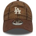 mutzen-gebogen-braun-verstellbares-band-9twenty-mix-check-der-los-angeles-dodgers-mlb-von-new-era