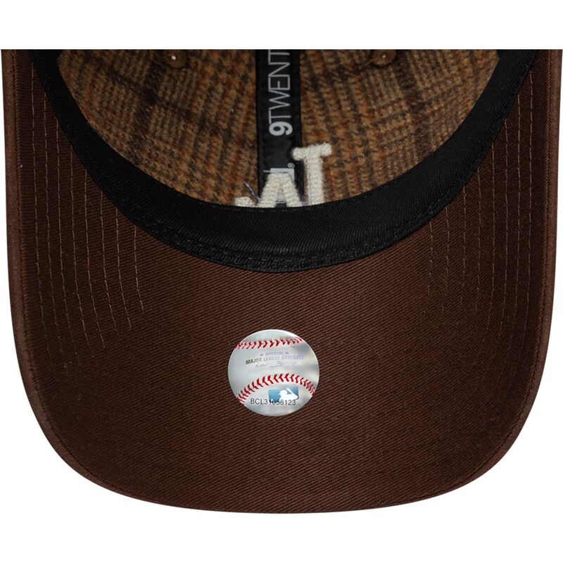 casquette-courbee-marron-ajustable-9twenty-mix-check-los-angeles-dodgers-mlb-new-era