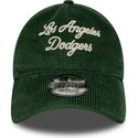 casquette-courbee-verte-ajustable-9twenty-a-frame-cord-script-los-angeles-dodgers-mlb-new-era