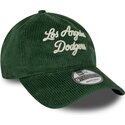 casquette-courbee-verte-ajustable-9twenty-a-frame-cord-script-los-angeles-dodgers-mlb-new-era