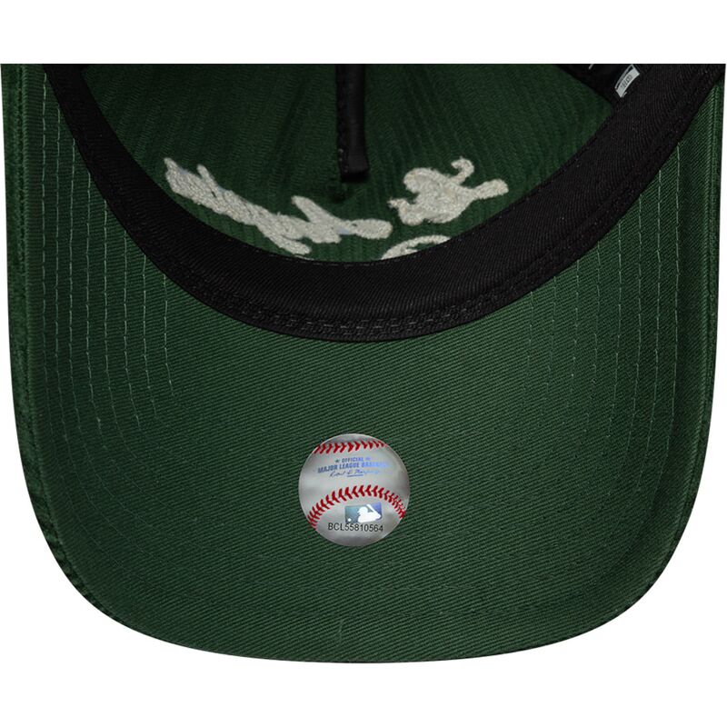 casquette-courbee-verte-ajustable-9twenty-a-frame-cord-script-los-angeles-dodgers-mlb-new-era