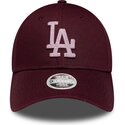 casquette-courbee-grenat-ajustable-pour-femme-avec-logo-rose-9forty-metallic-los-angeles-dodgers-mlb-new-era