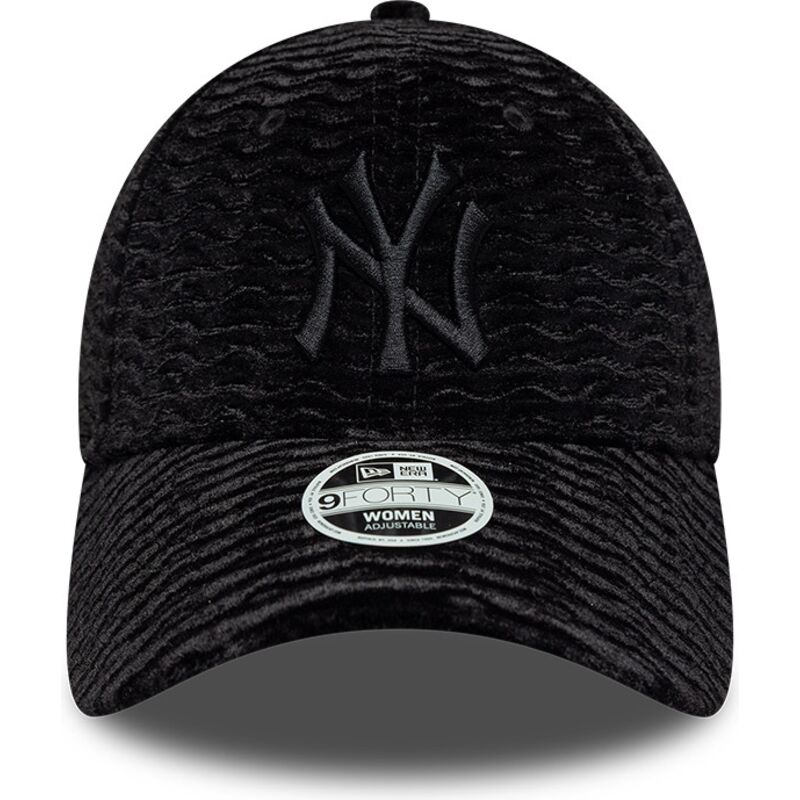 casquette-courbee-noire-ajustable-pour-femme-avec-logo-noir-9forty-velour-new-york-yankees-mlb-new-era