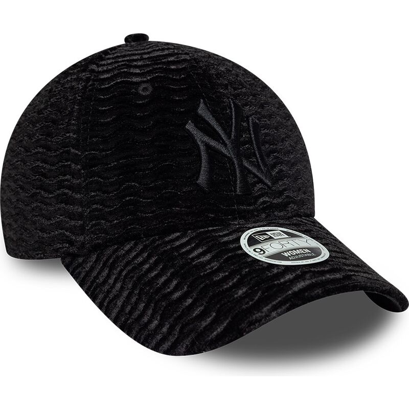 casquette-courbee-noire-ajustable-pour-femme-avec-logo-noir-9forty-velour-new-york-yankees-mlb-new-era
