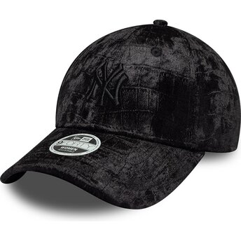 Mützen gebogen schwarz verstellbares band 9FORTY Pattern Velour der New York Yankees MLB von New Era