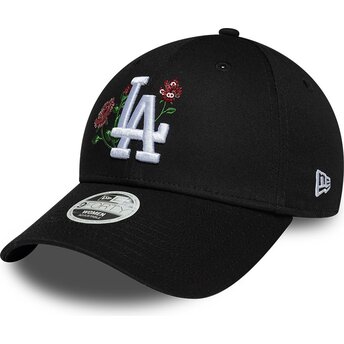 Mützen gebogen schwarz snapback 9FORTY Rose Sequin der Los Angeles Dodgers MLB von New Era