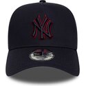 casquette-courbee-bleue-marine-snapback-avec-logo-rouge-e-frame-team-outline-new-york-yankees-mlb-new-era