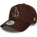 mutzen-gebogen-braun-snapback-9forty-e-frame-team-outline-der-los-angeles-dodgers-mlb-von-new-era