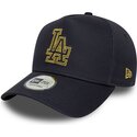 casquette-courbee-bleue-marine-snapback-avec-logo-dore-e-frame-metallic-outline-los-angeles-dodgers-mlb-new-era