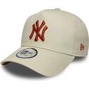 mutzen-gebogen-beige-snapback-e-frame-league-essential-der-new-york-yankees-mlb-von-new-era