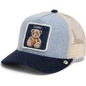 casquette-trucker-bleue-marine-pour-enfant-ours-en-peluche-denim-cuddly-original-recipe-denim-the-farm-goorin-bros