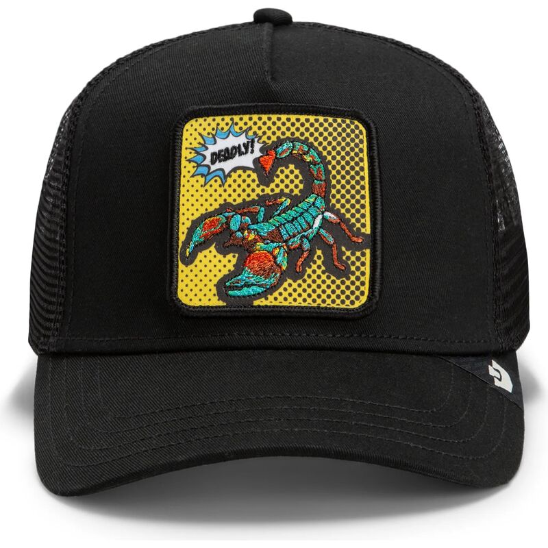 casquette-trucker-noire-scorpion-deadly-scorpion-pop-art-strikes-back-the-farm-goorin-bros